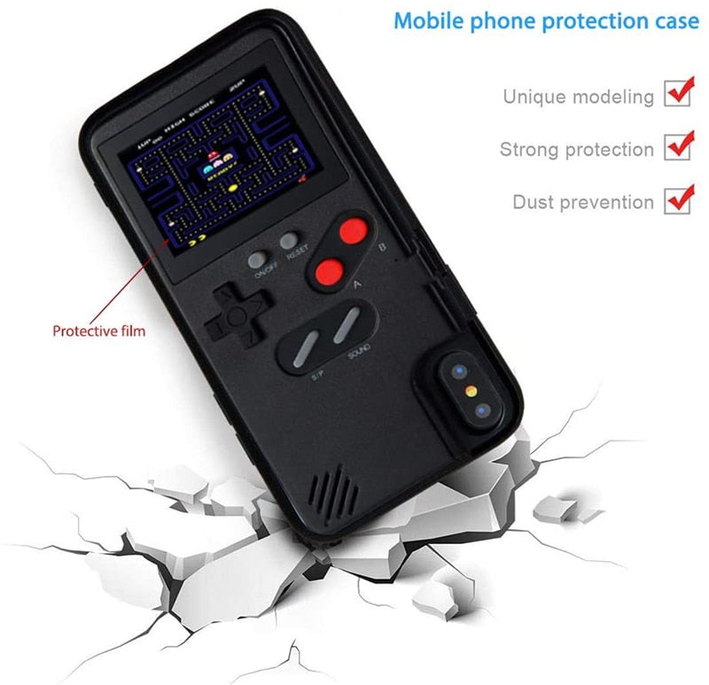 Telefoonhoesje in retro gameconsole-stijl met Pac-Man-scherm, duurzame bescherming voor iPhone, stofbestendig ontwerp
Retro game console phone case with Pac-Man screen, durable protection for iPhone, dustproof design