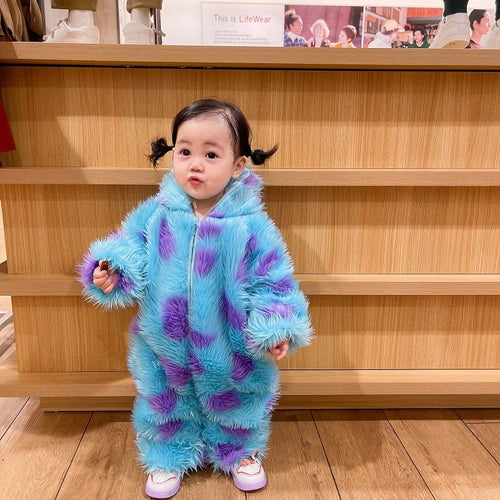 Schattig dieren babypakje met capuchon en rits – zachte baby jumpsuit – Simplifylux
